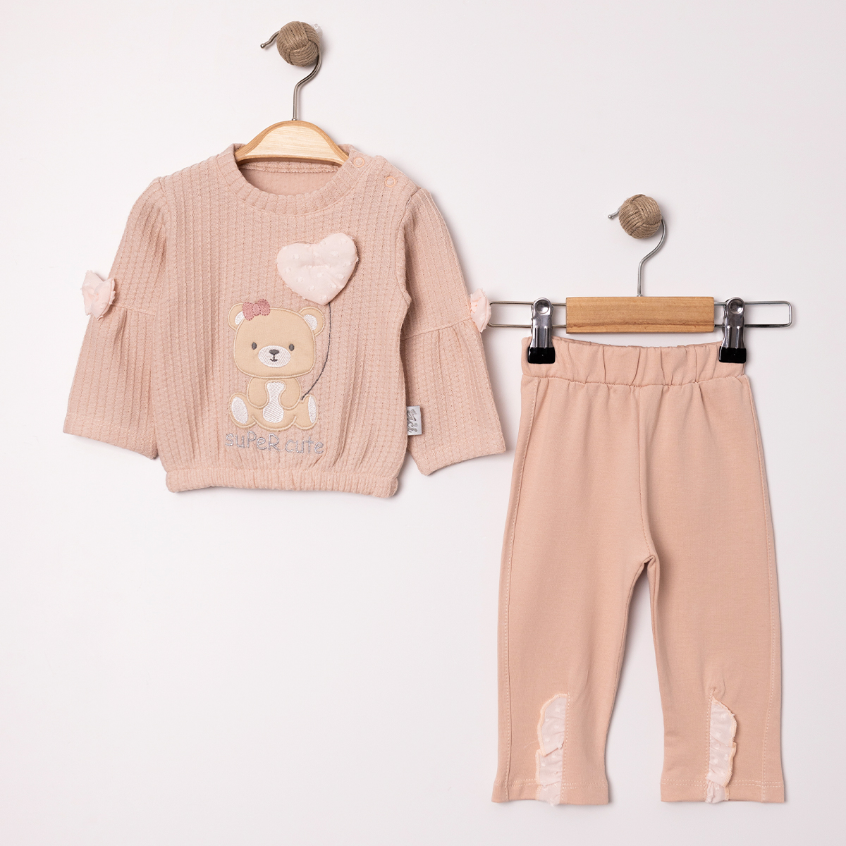 MC ELCİ KIZ 3-6-9-12 AY KALPLİ AYI 2Lİ TAKIM