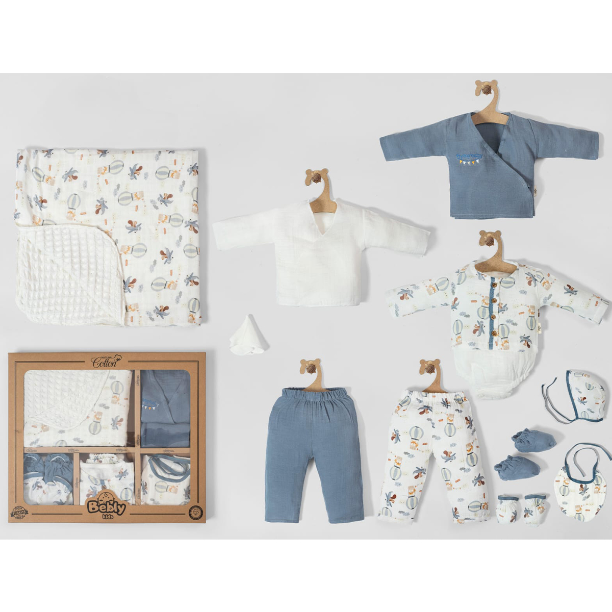 BEBLY KIDS ERKEK 0-3 AY FİGÜRLÜ MÜSLİN 10LU SET