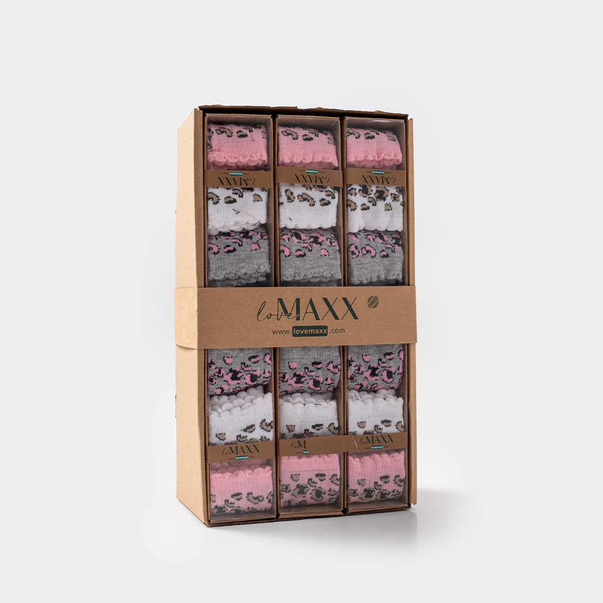 LOVEMAXX KIZ 0/3-3/6 AY 3LÜ DİZALTI ÇORAP 12Lİ BOX