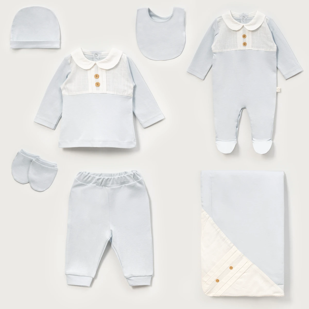 LOVEMAXX ERKEK 0-3 AY DÜĞME DETAYLI KUTULU 6LI SET