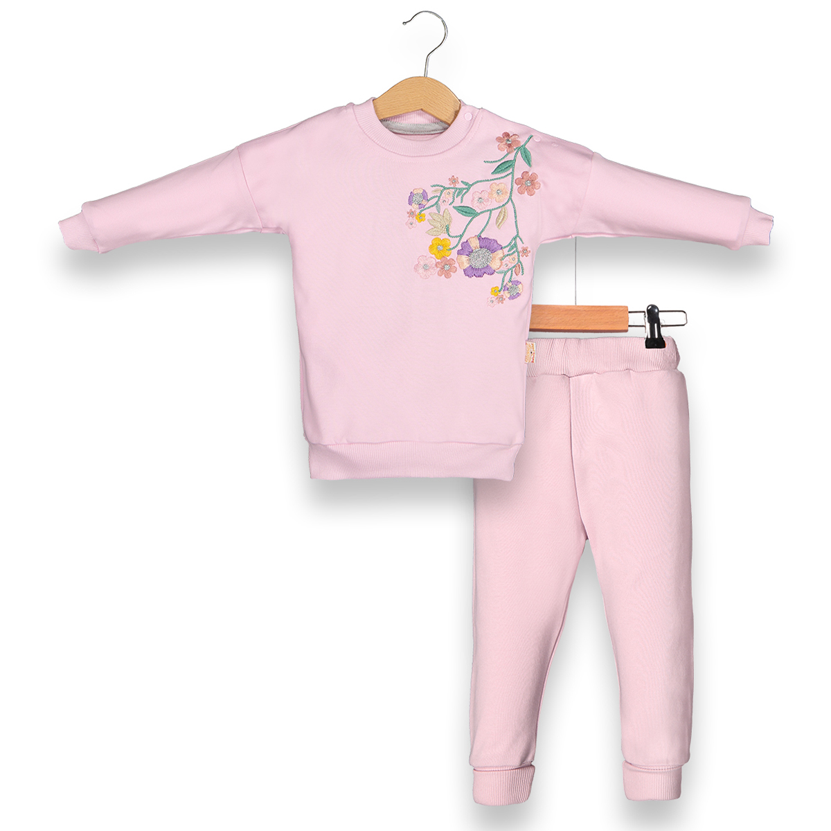 BEYAZ BEBEK KIZ 9-12-18-24 AY ÇİÇEKLİ NAKIŞ TAKIM