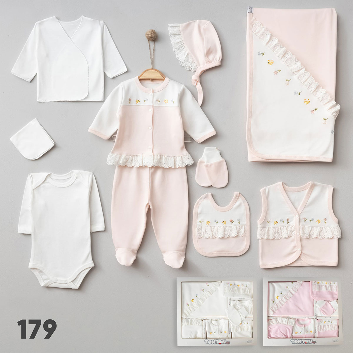 TONTON BEBE KIZ 0-3 AY ÇİÇEKLİ DANTELLİ 10LU SET