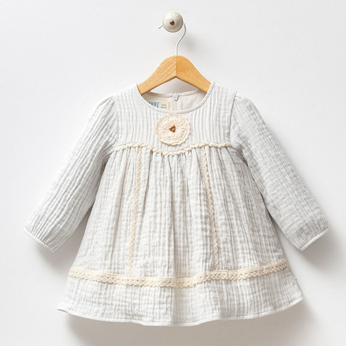 NOYNOY KIZ 6-9-12-18 AY ARMALI MÜSLİN ELBİSE