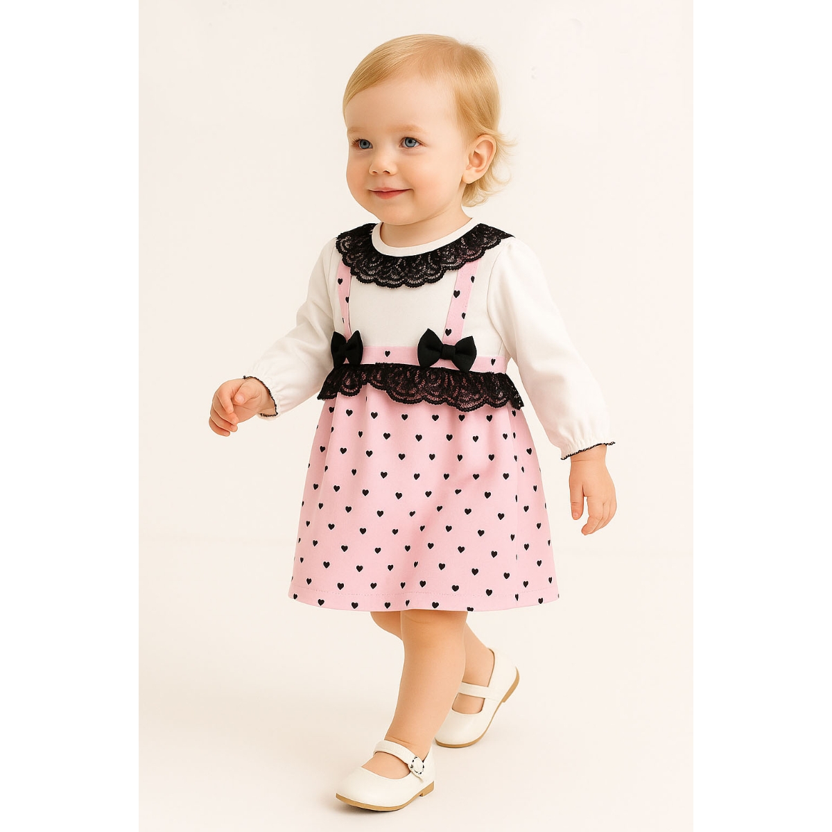 ÇAKAR BEBE KIZ 6-9-12-18 AY SİYAH DANTELLİ ELBİSE