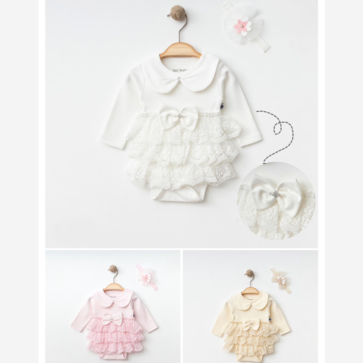 IŞIL BABY KIZ 0/3-0/3-3/6-3/6 AY BODYLİ ELBİSE
