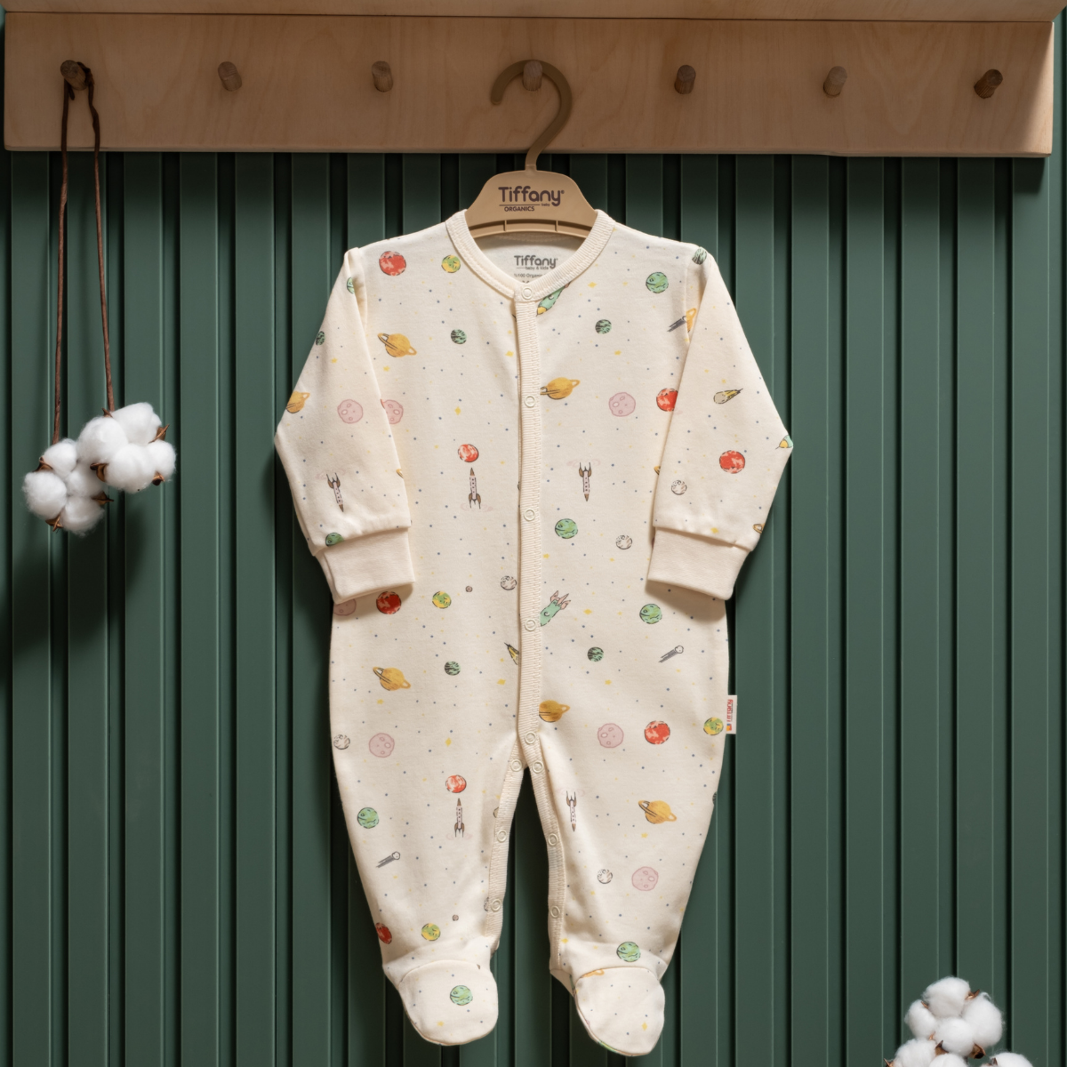 TİFFANY UNISEX 3-6-9-12 AY ORGANIC SPACE TULUM