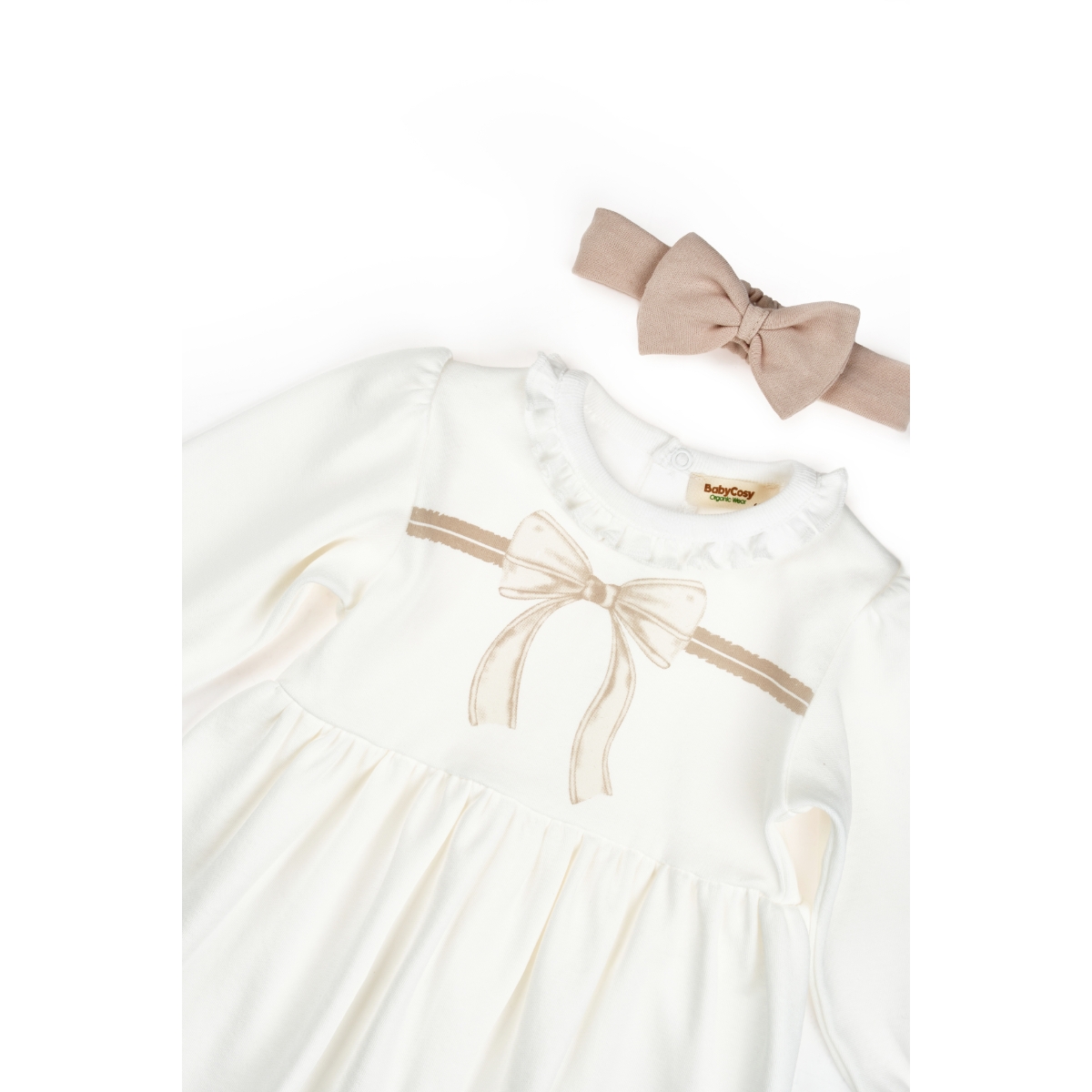 BABYCOSY KIZ 6-9-12-18-24 AY BOW BANDANALI ELBİSE