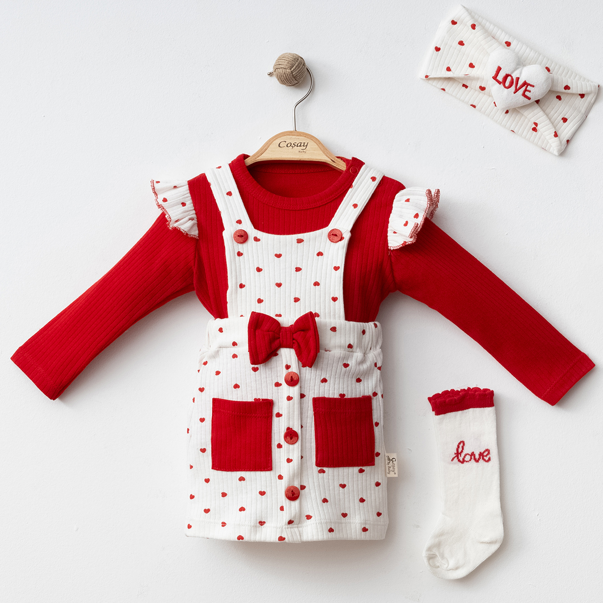 COŞAY BEBE KIZ 9-12-18 AY ÇORAPLI JİLE TAKIM