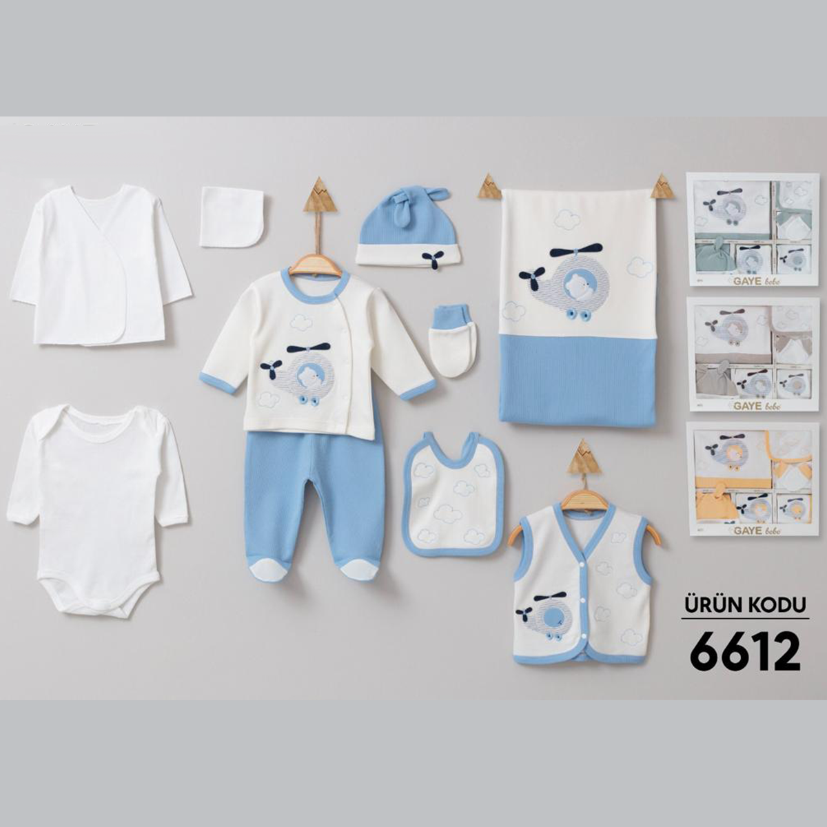 GAYE BEBE ERKEK 0-3 AY HELİKOPTER 10LU SET
