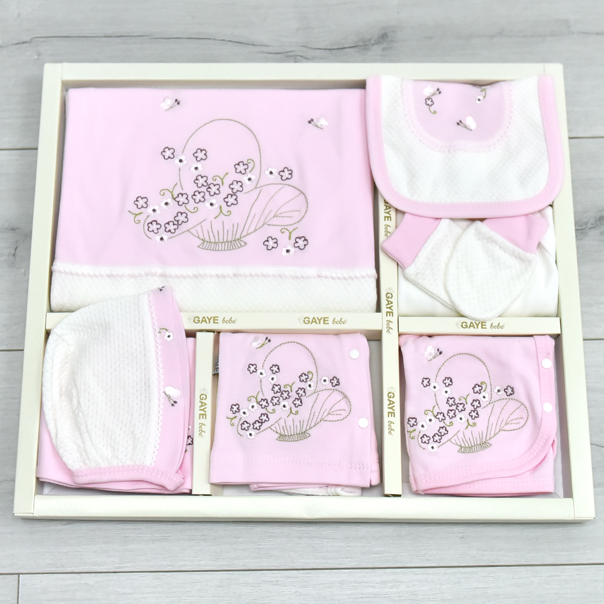 GAYE BEBE KIZ 0-3 AY ÇİÇEK NAKIŞLI 10LU SET