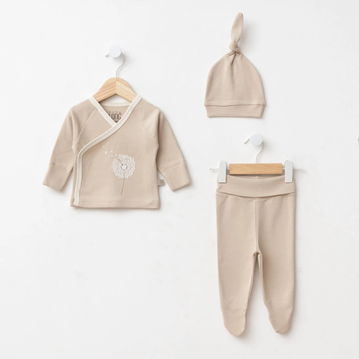 BABY LONG KIZ 0-3 AY KARAHİNDİBA NAKIŞLI 3LÜ SET