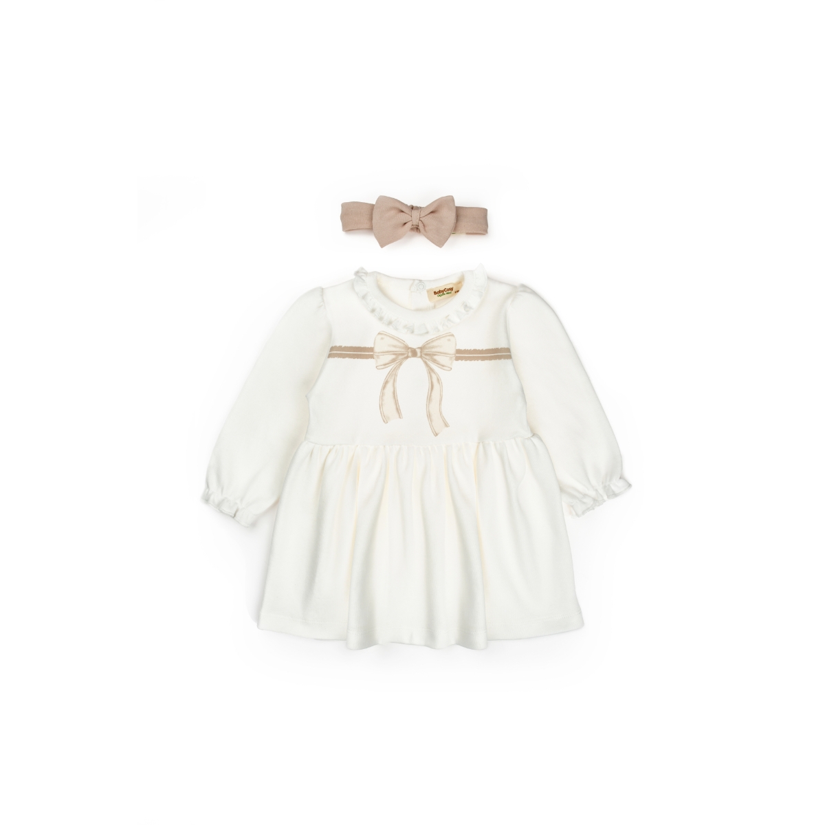 BABYCOSY KIZ 6-9-12-18-24 AY BOW BANDANALI ELBİSE