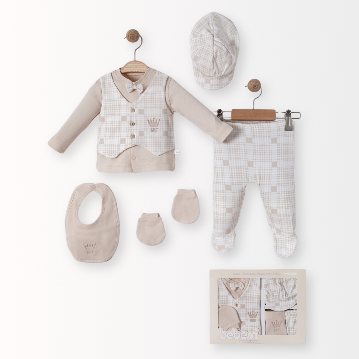 BEBESSİ ERKEK 0-3 AY BABY KING KUTULU 5Lİ SET