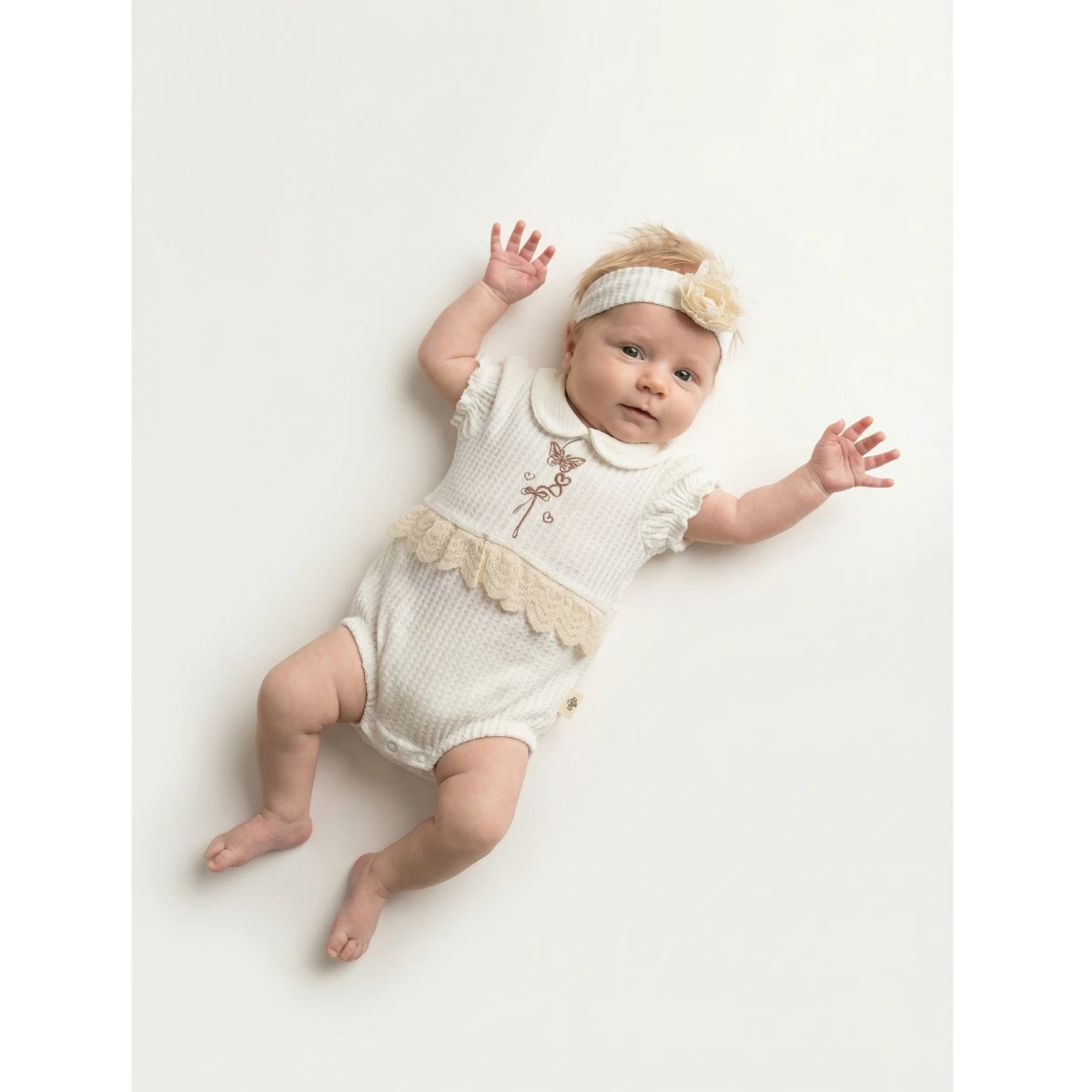 BEBLY KIDS KIZ 0-3 AY KELEBEK NAKIŞ FİSTOLU TULUM
