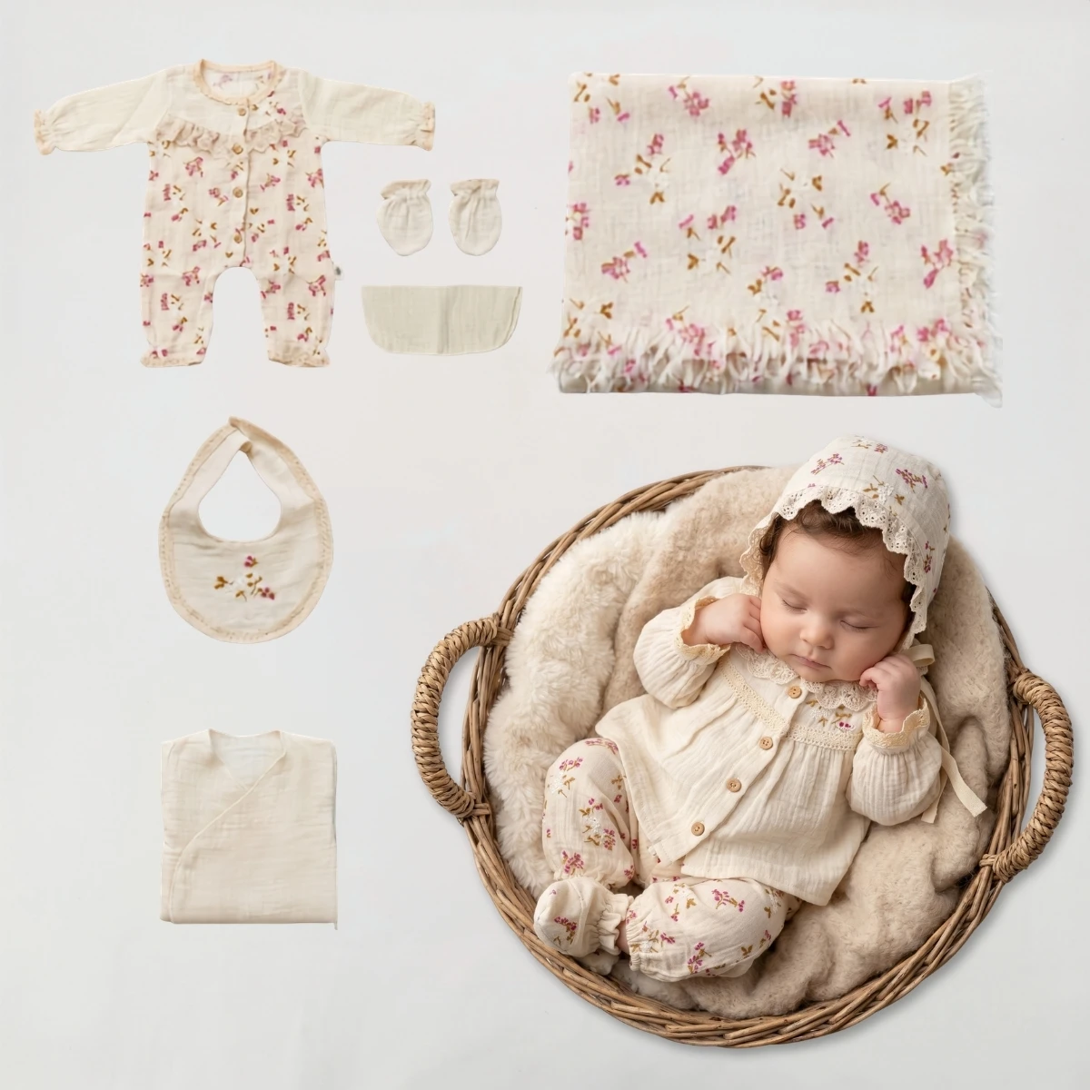 BEBLY KIDS KIZ 0-3 AY PÜF ÇİÇEK KABARTMALI 10 LU S