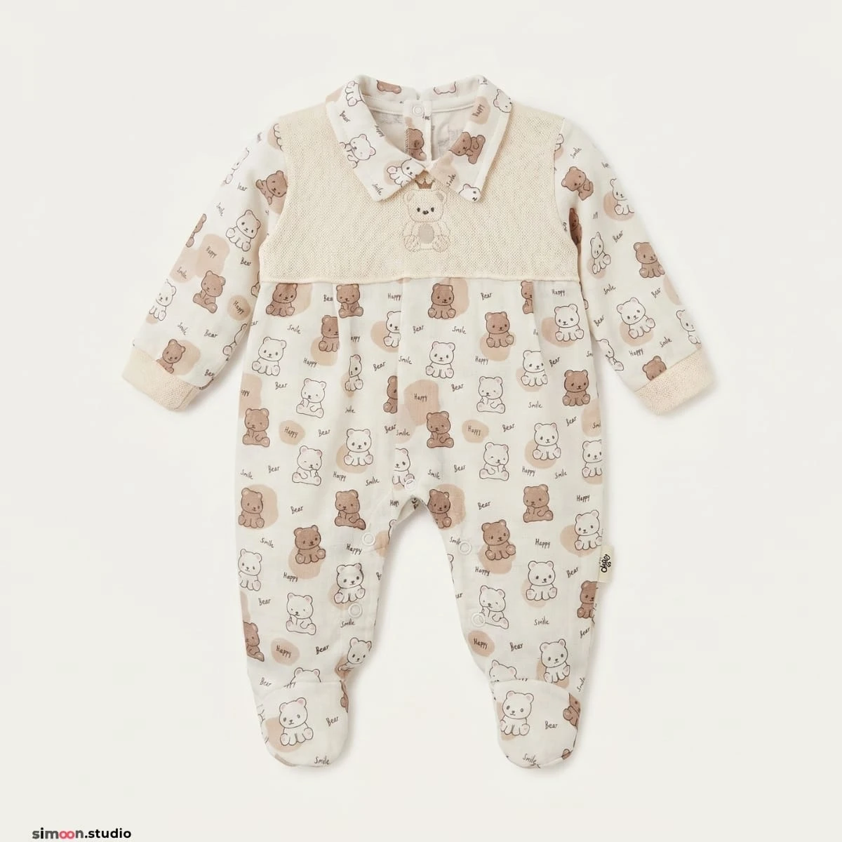 BEBLY KIDS UNISEX 0-3 AY TRİKO ROBALI AYICIK DESEN