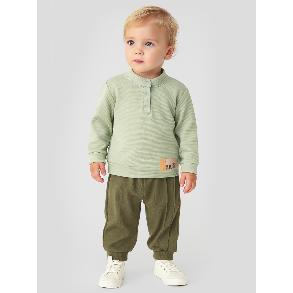 BEYAZ BEBEK ERKEK 9-24 AY İPLİ DÜĞMELİ ERKEK TAKIM