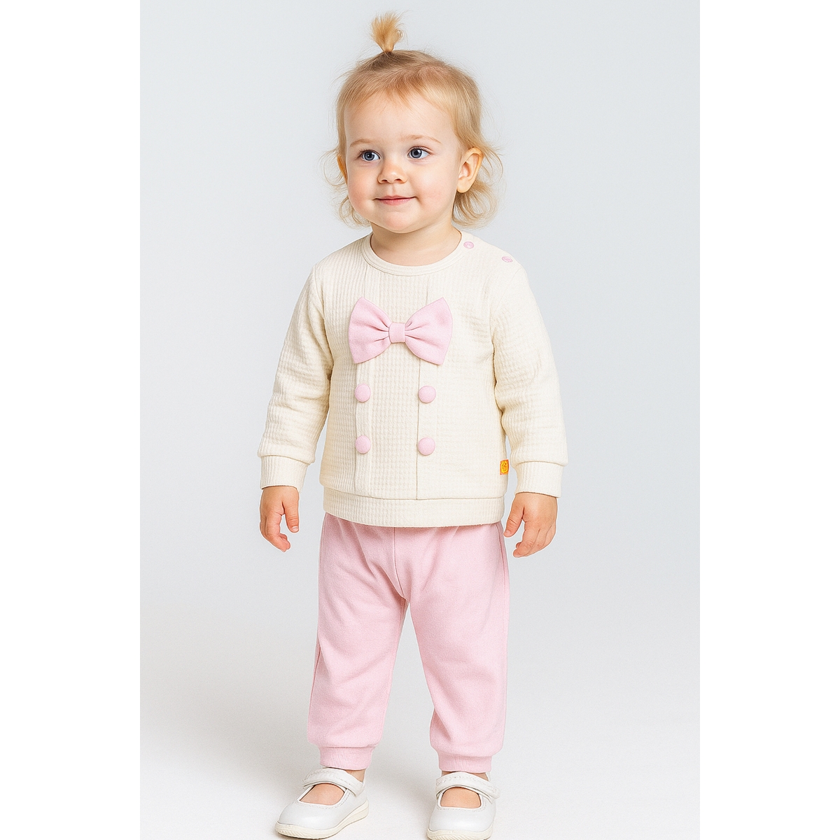 BEYAZ BEBEK KIZ 9-24 AY JAKARLI FİYONKLU 2Lİ TAKIM