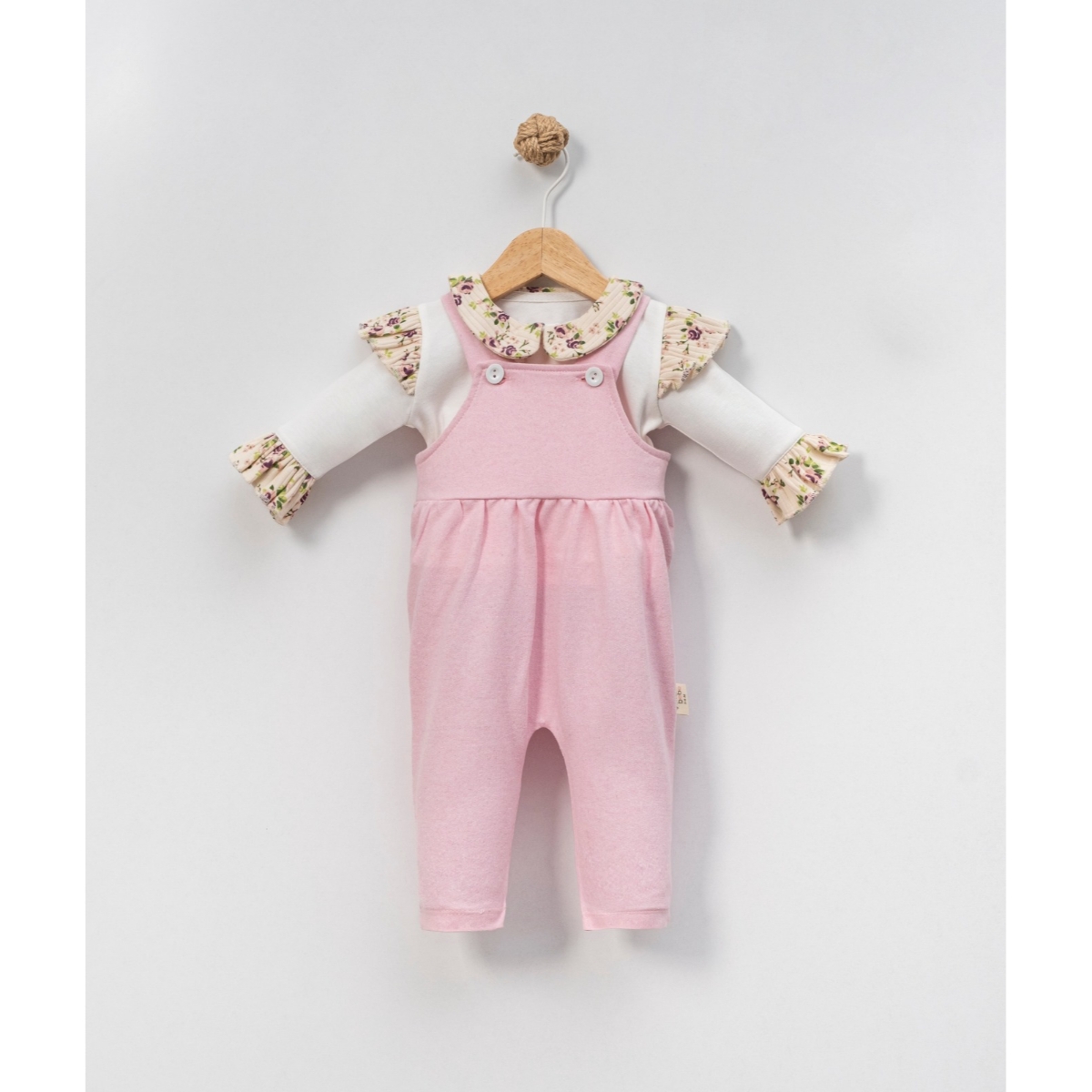 ÇAKAR BEBE KIZ 3-6-9-12 AY FIRFIR YAKA ÇİÇEK BASKLI TULUM