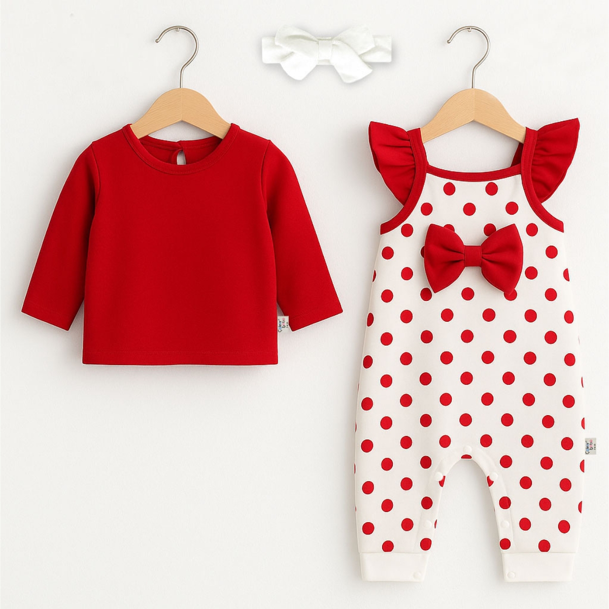 ÇAKAR BEBE KIZ 3-6-9-12 AY PUANLI SALOPETLİ TAKIM