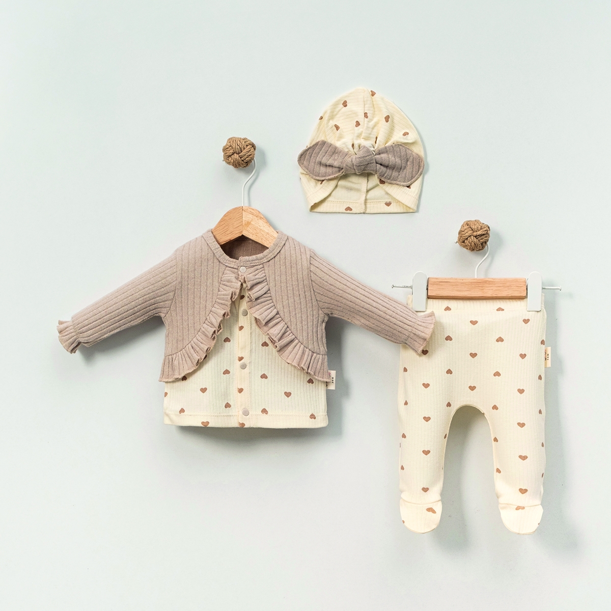 ÇAKAR BEBE KIZ 3-6 AY ARMİNA KALPLİ 3LÜ TAKIM