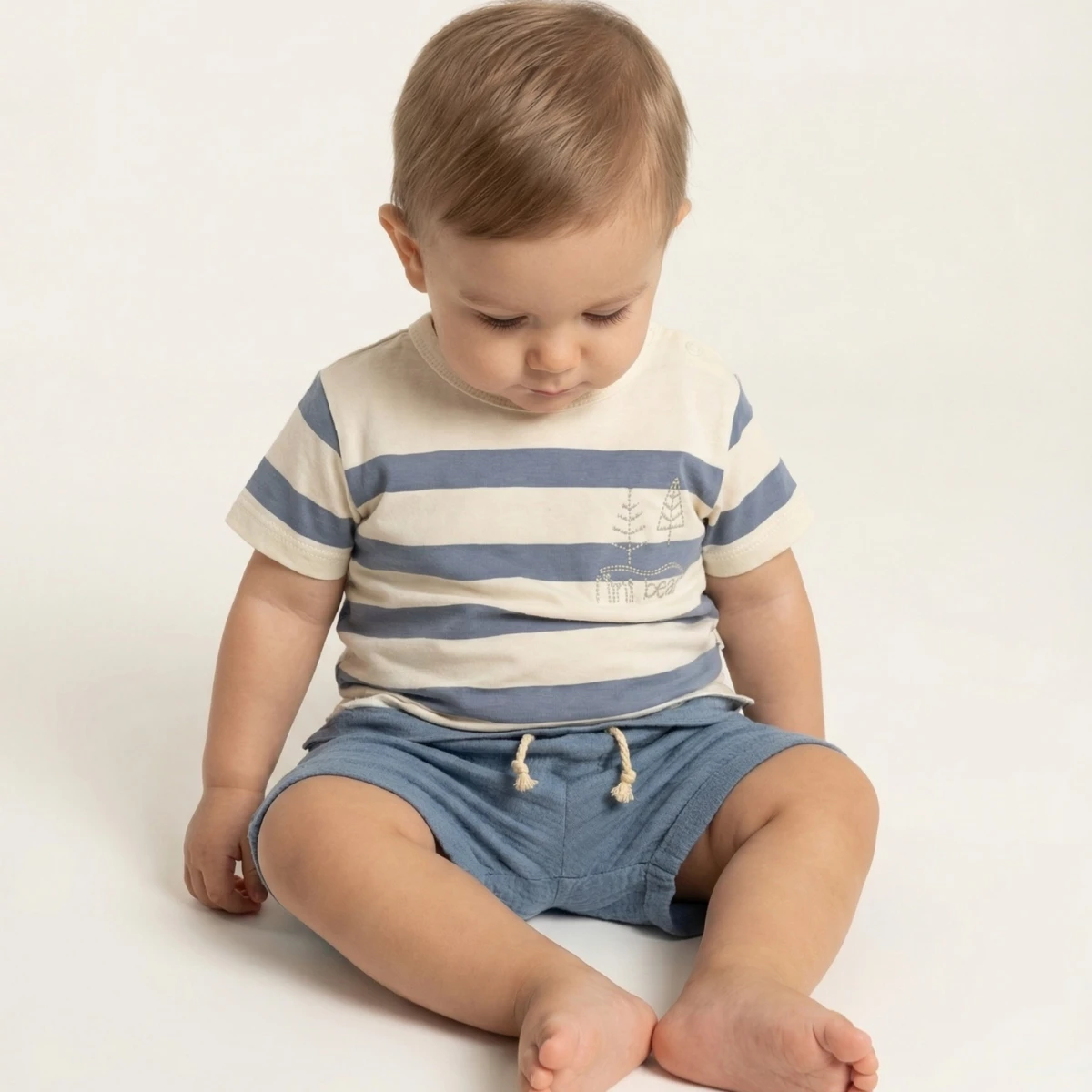 CANCUNO ERKEK 9-12-18 AY ÇİZGİLİ ŞORTLU TAKIM