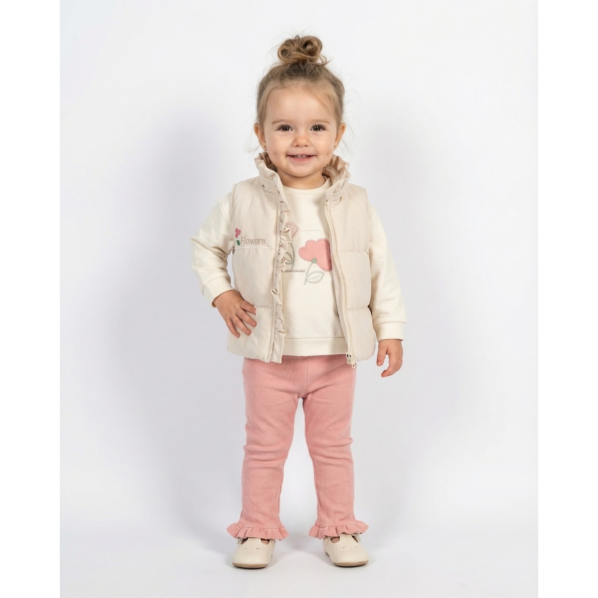 CANCUNO GIRL 9-12-18 MONTHS FLOWERS 3-PIECE SET