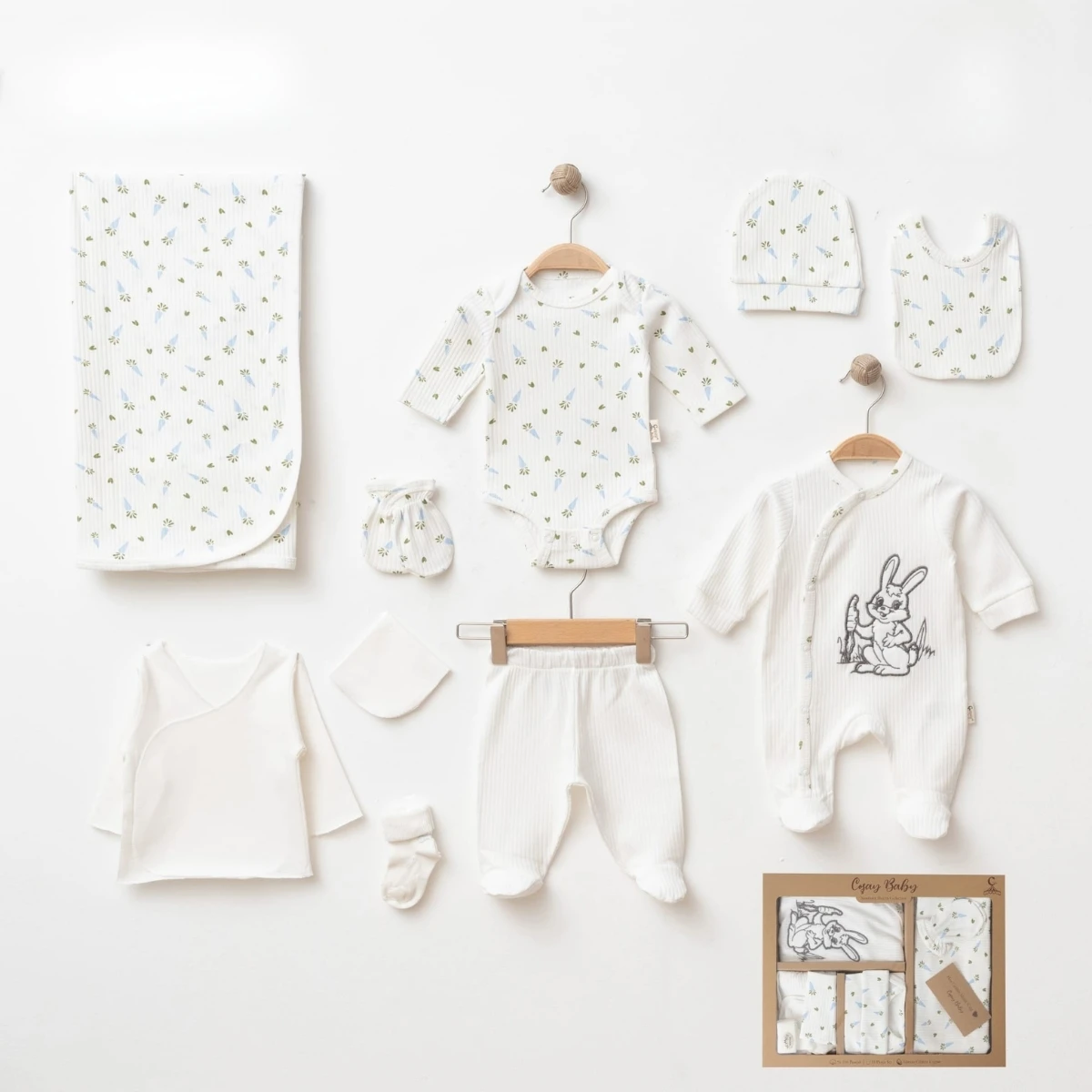 COŞAY BEBE ERKEK 0-3 AY TAVŞAN NAKIŞLI 10LU SET
