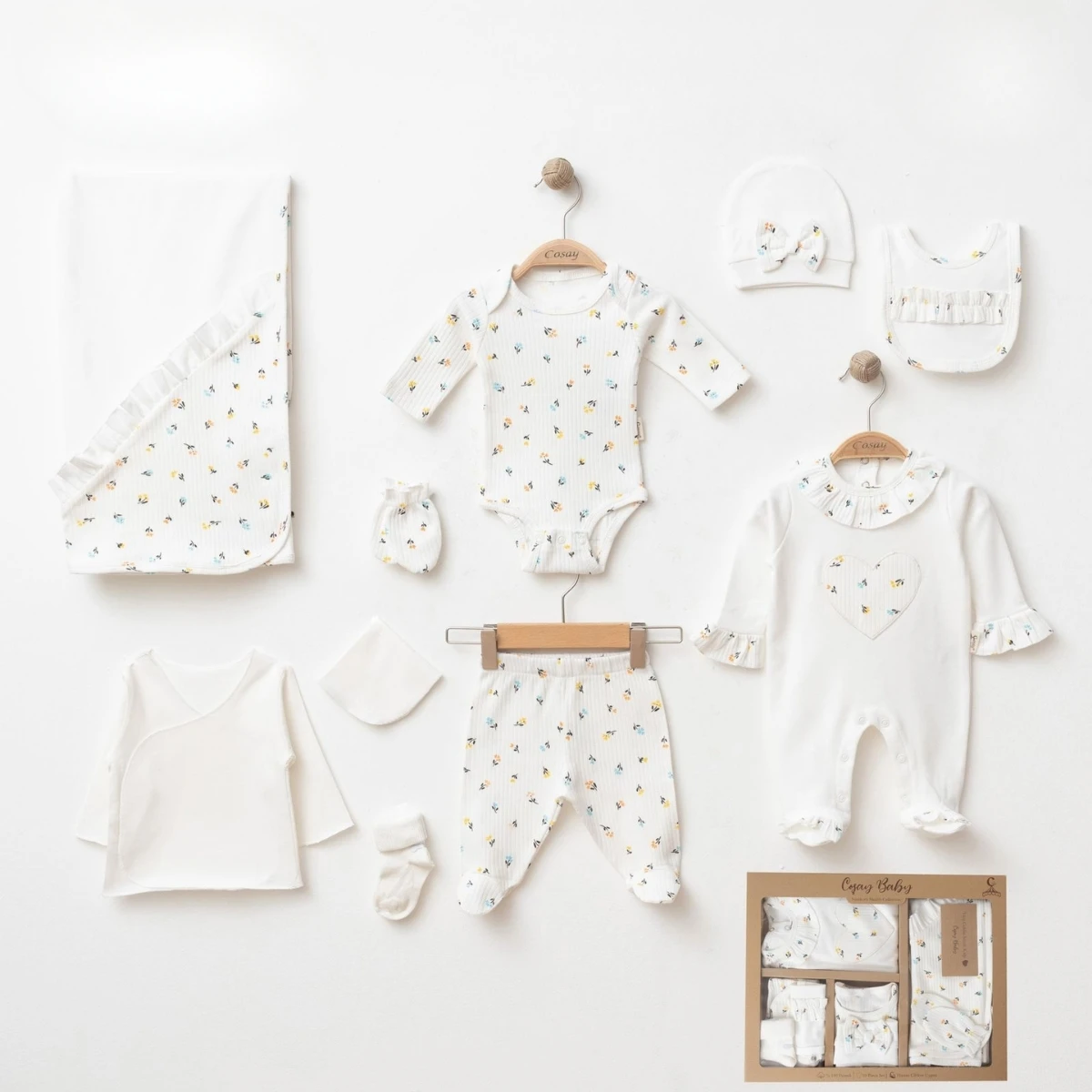 COŞAY BEBE KIZ 0-3 AY KALP NAKIŞLI 10LU SET