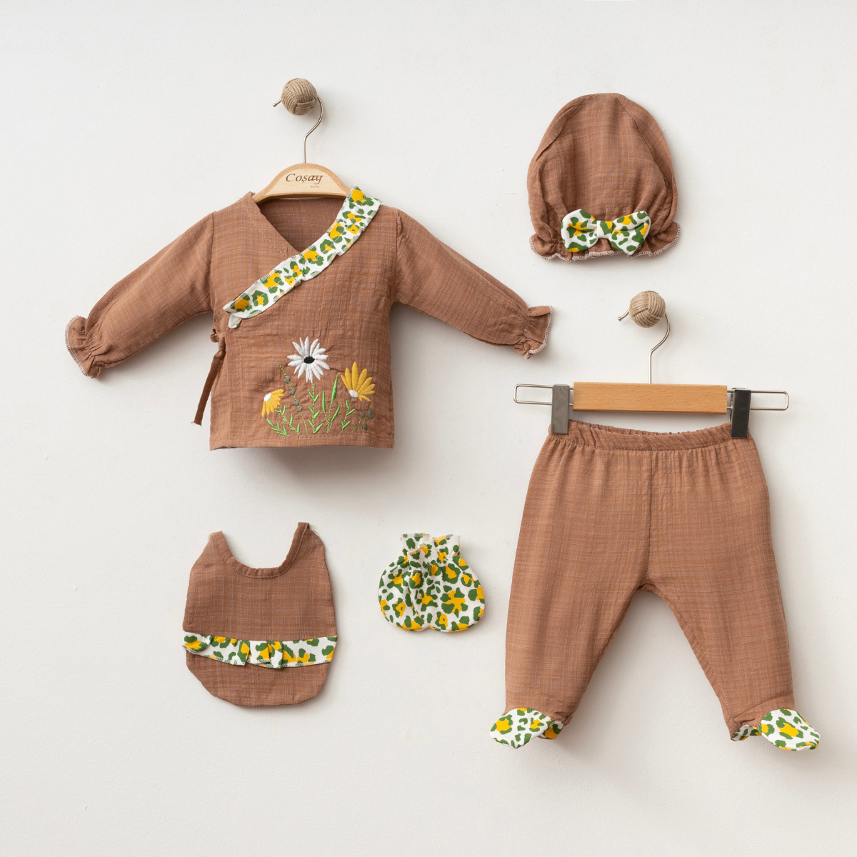 COŞAY BEBE KIZ 0-3 AY PAPATYALI 5Lİ SET