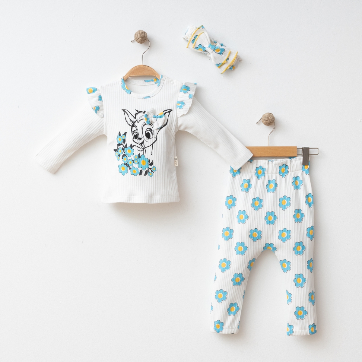 COŞAY BEBE KIZ 12-24 AY ÇİÇEKLİ BASKILI 3 LÜ TAKIM