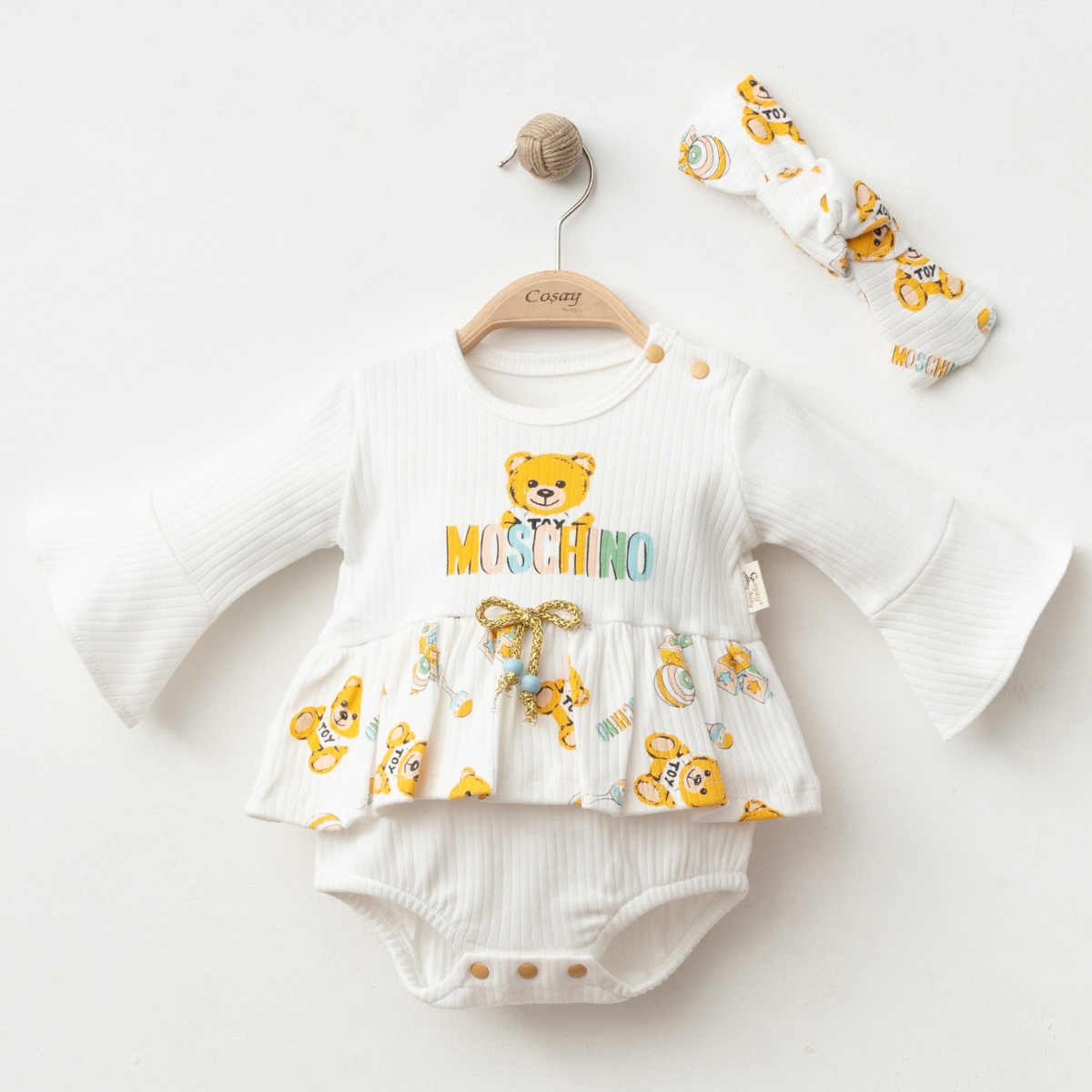 COŞAY BEBE KIZ 3-6-9 AY MOCHİNO BASKILI TULUM