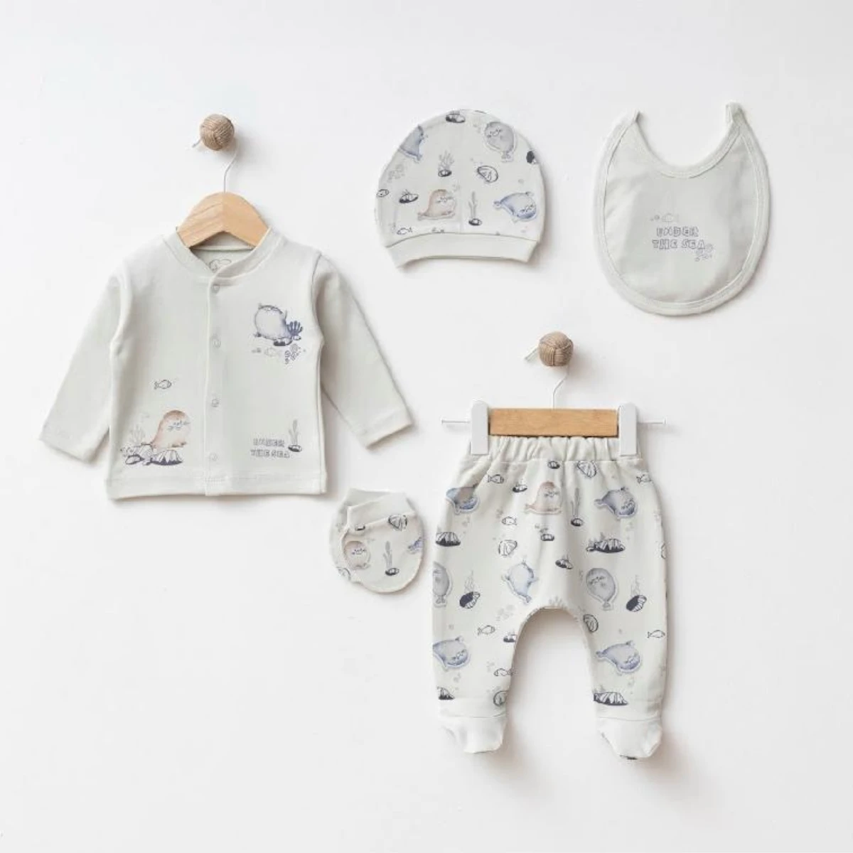 ESYA BABY UNISEX 0-3 AY FOK BALIKLI 5Lİ SET