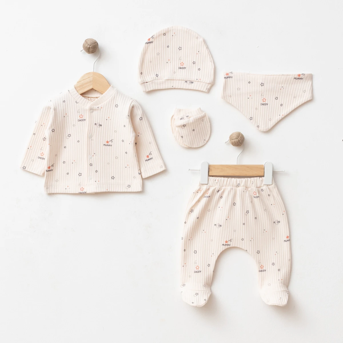ESYA BABY UNISEX 0-3 AY YILDIZ TOZU 5Lİ SET