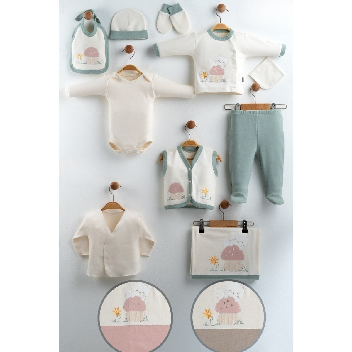 GAYE BEBE KIZ 0-3 AY ÇİÇEK NAKIŞLI 10LU SET