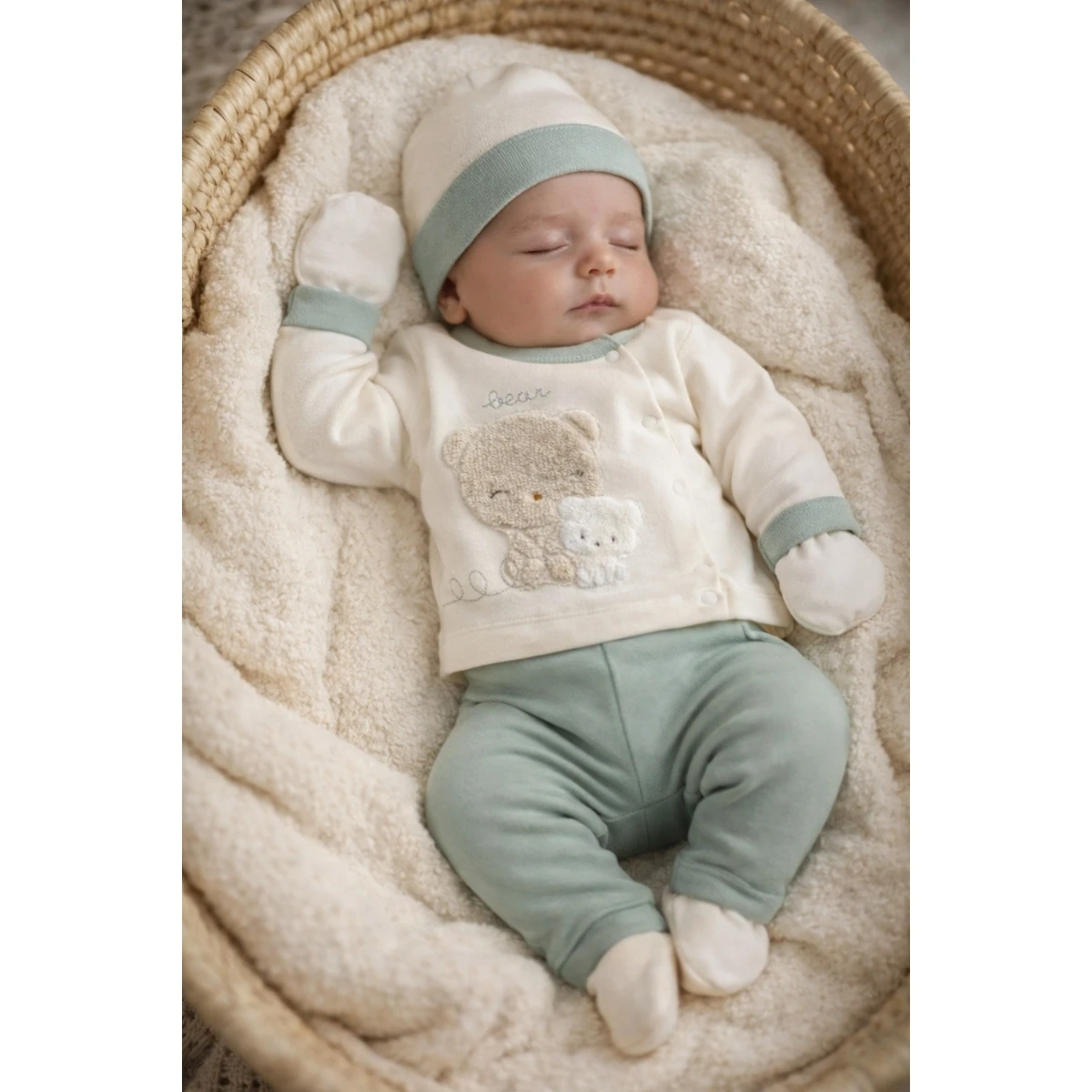 GAYE BEBE KIZ 0-3 AY ÇİÇEK NAKIŞLI 5Lİ SET