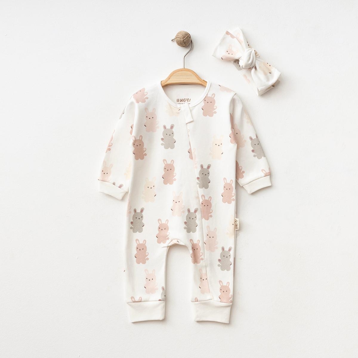 HUGS KIZ 6-9-12 AY TAVŞAN DESEN FERMUARLI TULUM