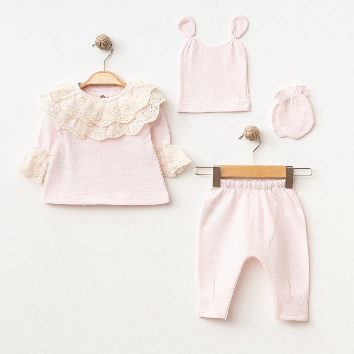 IŞIL BABY KIZ 0/3-0/3-3/6 AY JAKAR FİSTOLU 4LÜ SET