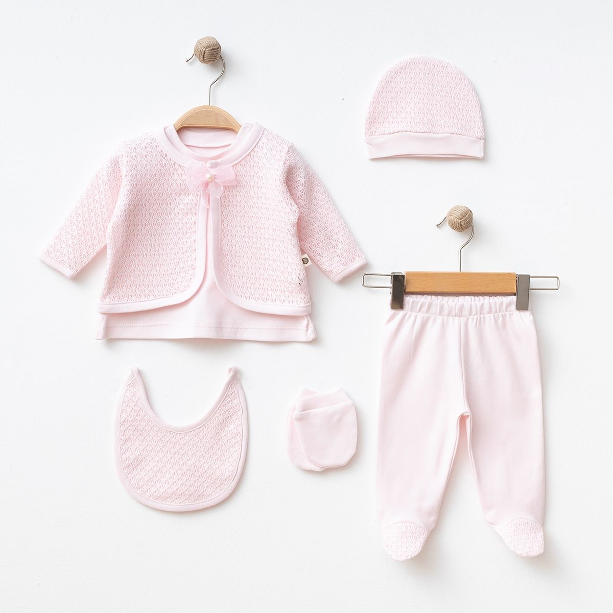 IŞIL BABY KIZ 0/3-0/3-3/6 AY ÖRME PELERİNLİ TAKIM