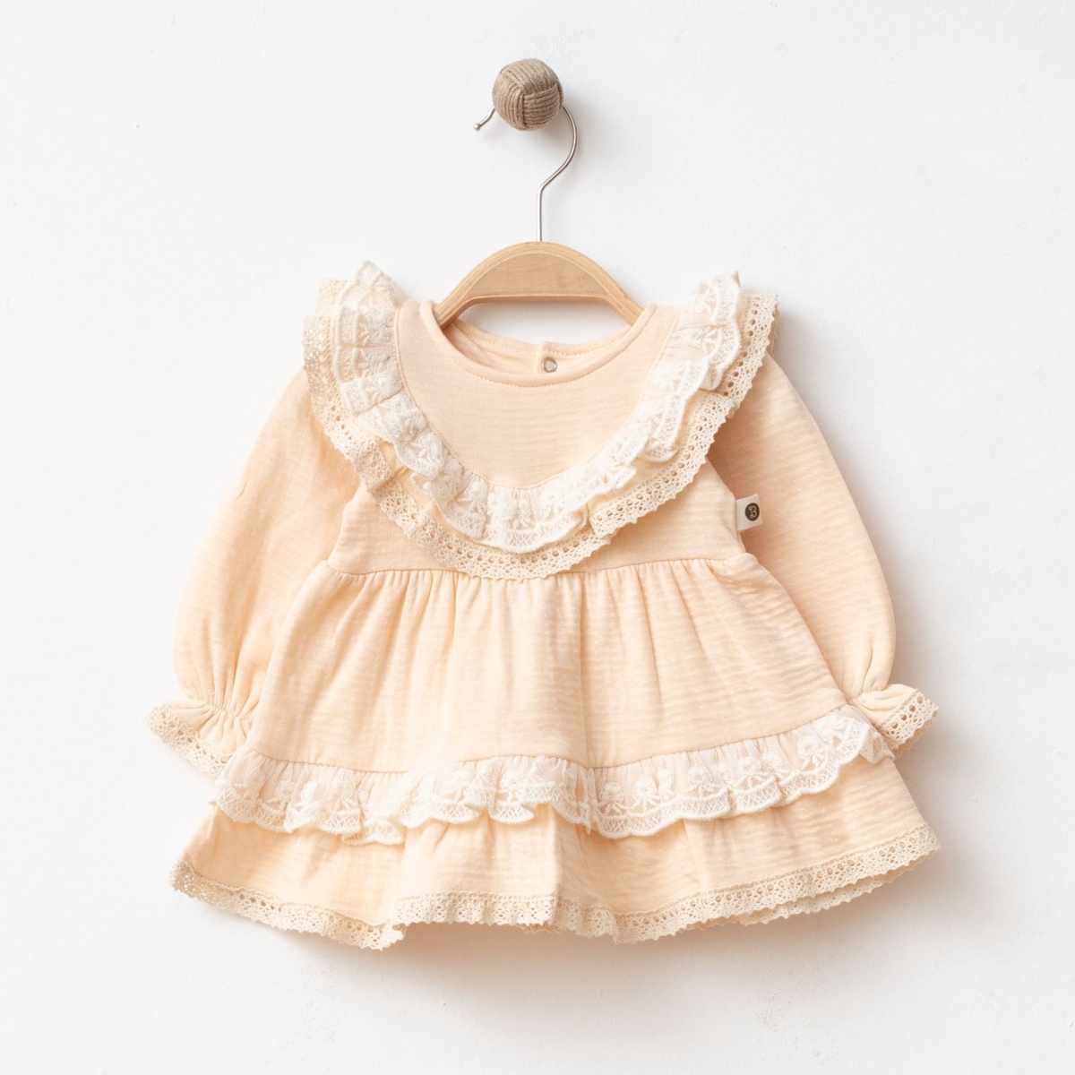 IŞIL BABY KIZ 3-6-9-12 AY DANTELLİ KAPİTONE ELBİSE