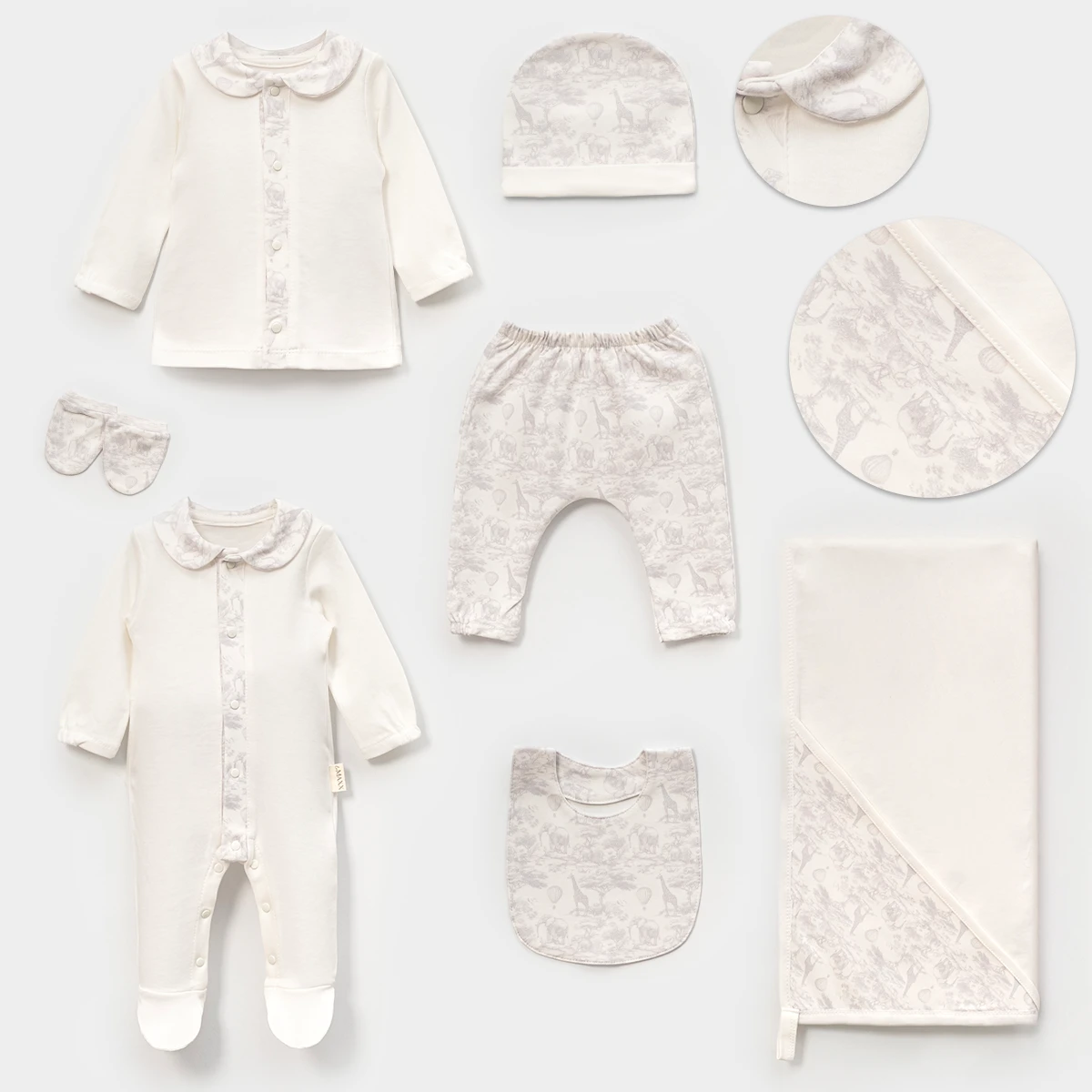 LOVEMAXX ERKEK 0-3 AY SAFARİ BASKI ASKILI 6LI SET