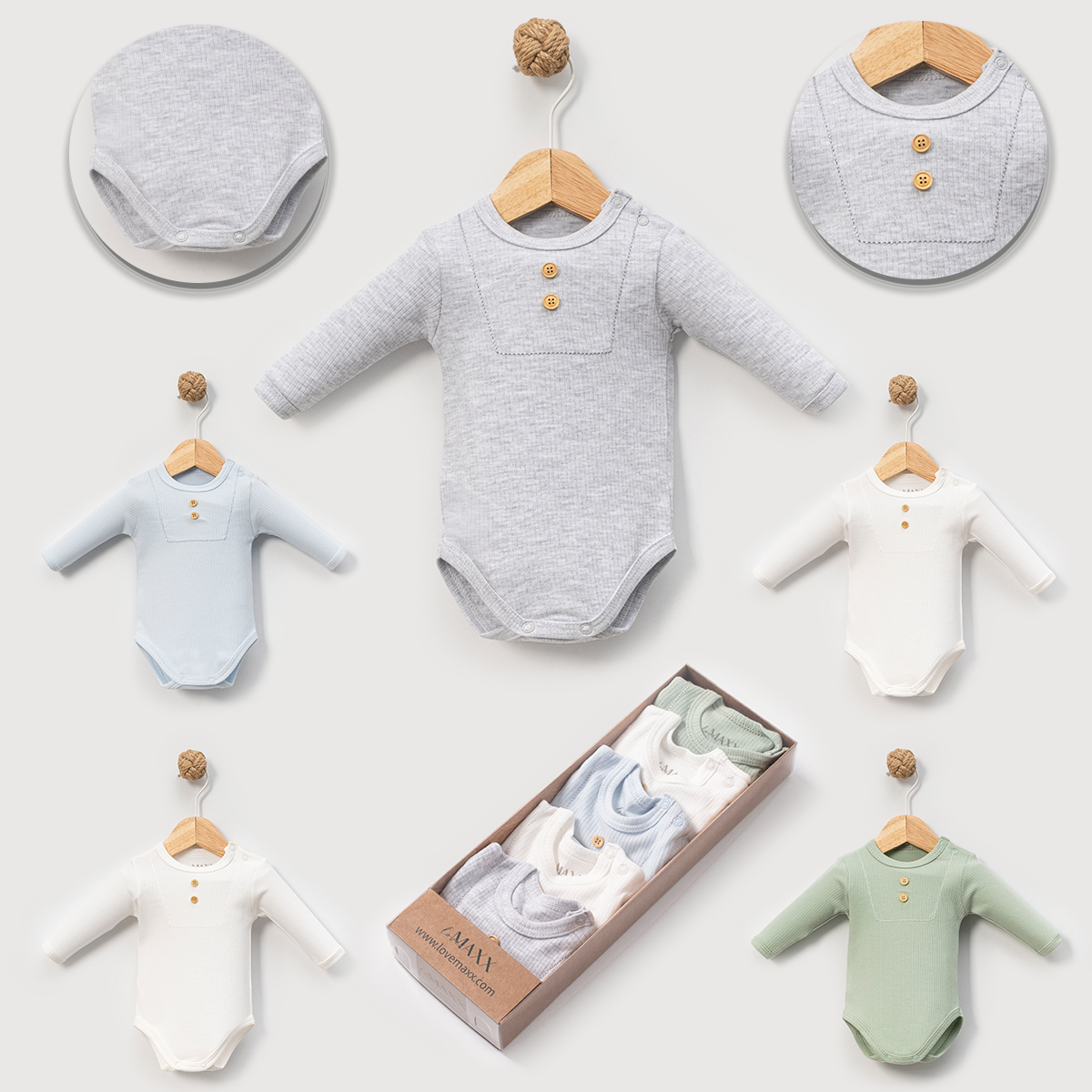 LOVEMAXX ERKEK 0/3-3/6 AY 5Lİ UZUNKOL BODY