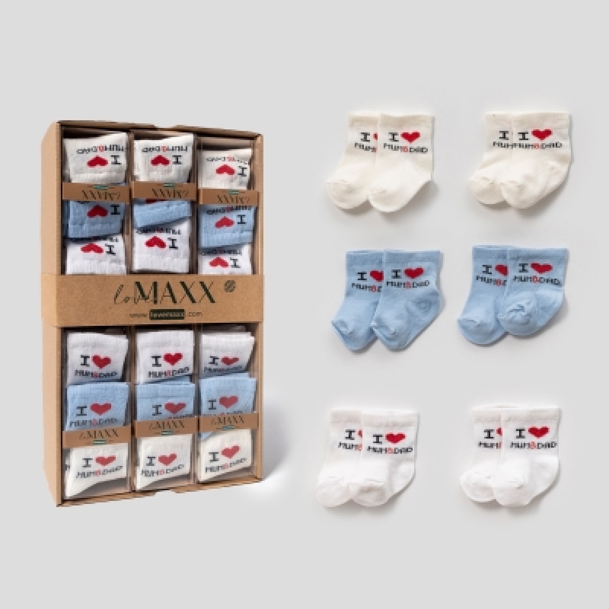 LOVEMAXX ERKEK 0/3-3/6 AY MOM DAD 6LI ÇORAP 12Lİ
