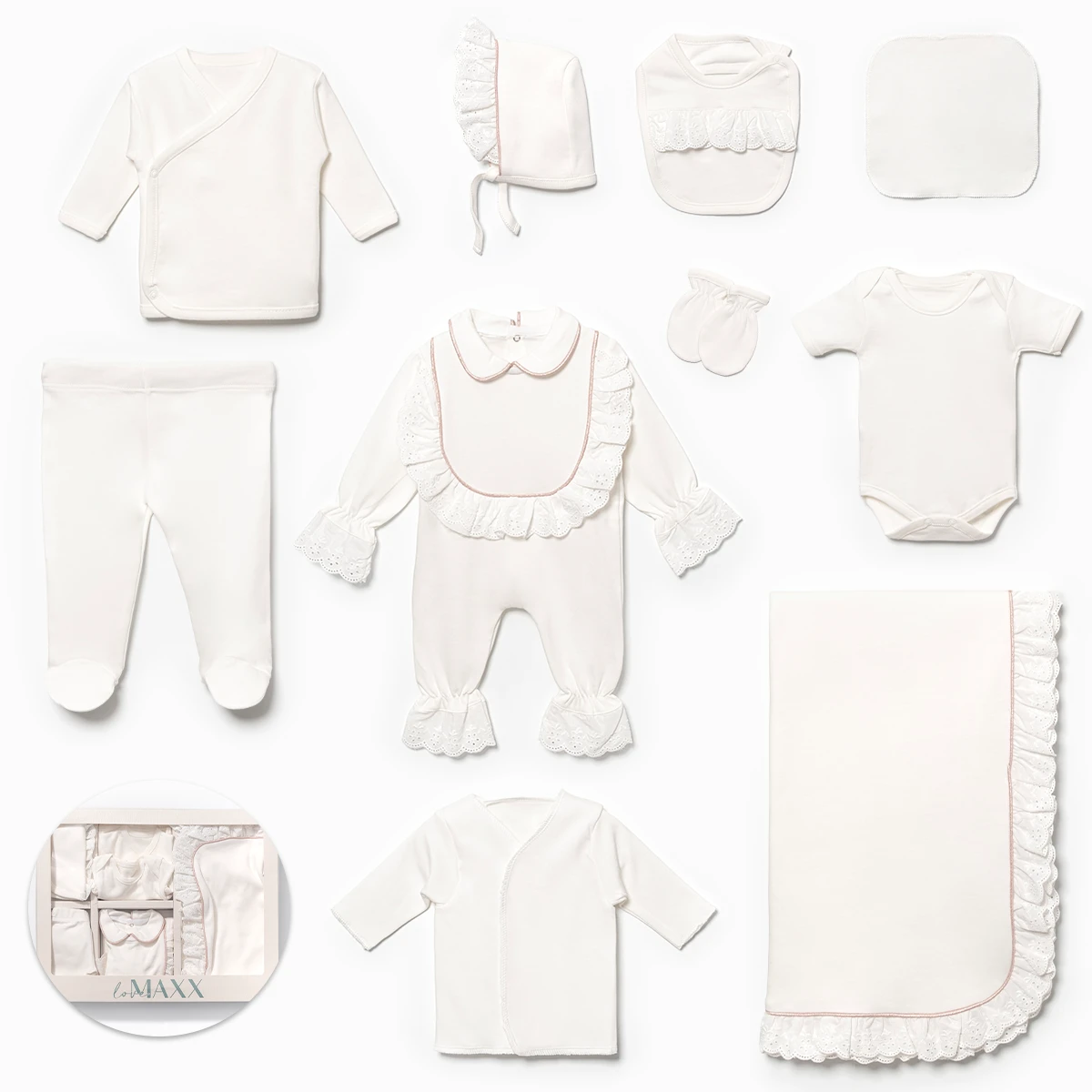 LOVEMAXX KIZ 0-3 AY BİYELİ FİSTOLU 10LU SET
