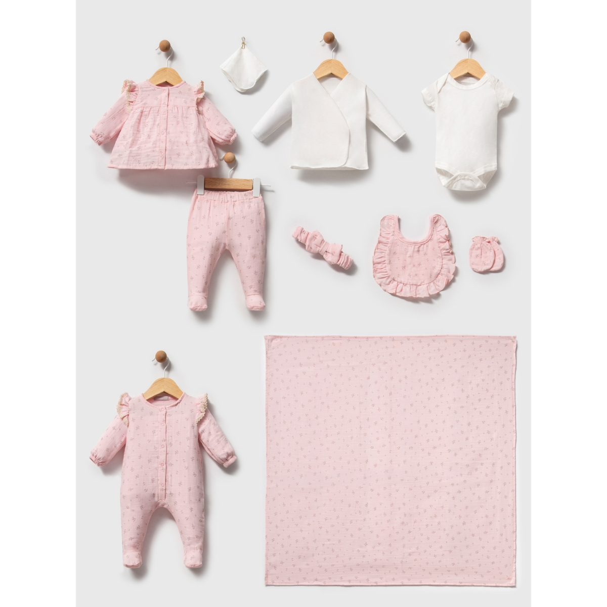 LOVEMAXX KIZ 0-3 AY ÇİÇEKLİ MÜSLİN 10LU SET
