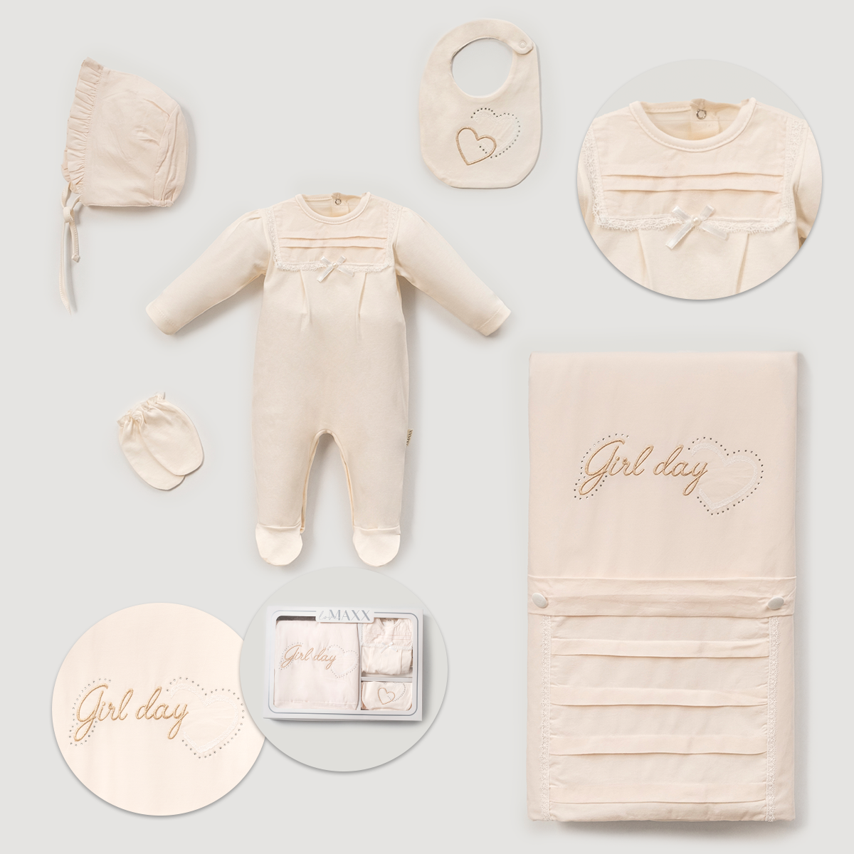 LOVEMAXX KIZ 0-3 AY GIRL DAY KALPLİ KUTULU 5Lİ SET