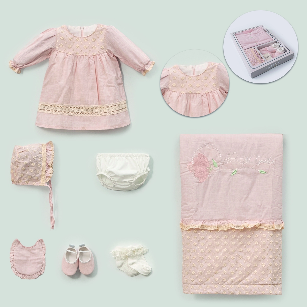 LOVEMAXX KIZ 0-3 AY LALE NAKIŞLI KUTULU 7Lİ SET