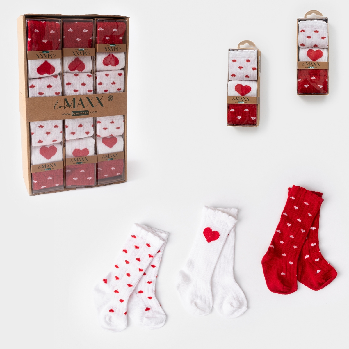 LOVEMAXX KIZ 0/3-3/6 AY 3LÜ DİZALTI ÇORAP 12Lİ BOX