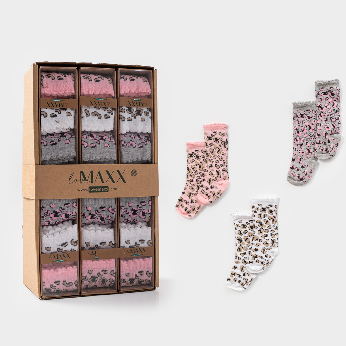 LOVEMAXX KIZ 0/3-3/6 AY 3LÜ DİZALTI ÇORAP 12Lİ BOX