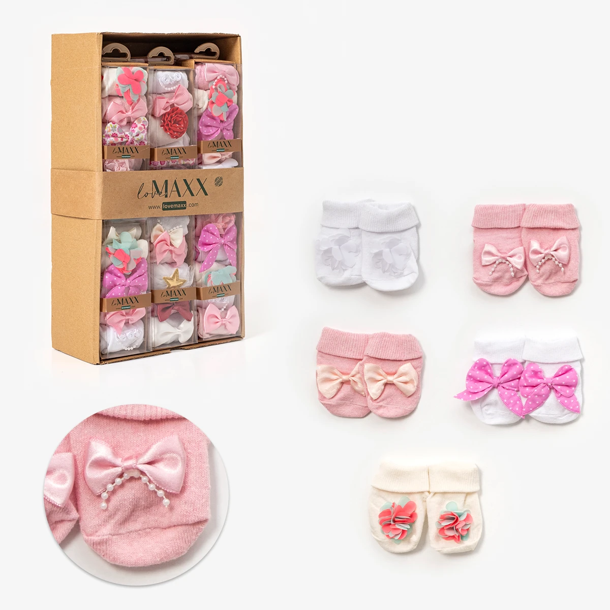 LOVEMAXX KIZ 0/3-3/6 AY 5Lİ ÇORAP 12Lİ KUTU
